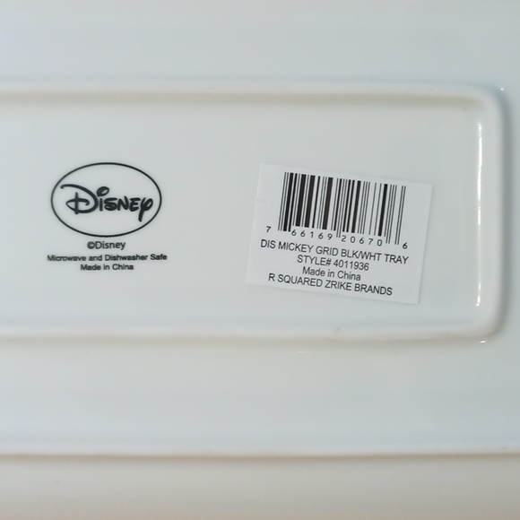 Mickey Mouse Goofy Grid Black White Ceramic Serving Platter Tray Plate - Picture 6 of 6